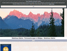 Tablet Screenshot of gaestehaus-sabine.de